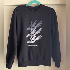 Gildan Black Crewneck Sweater with Graphic Design for Thursday (Band)